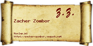 Zacher Zombor névjegykártya